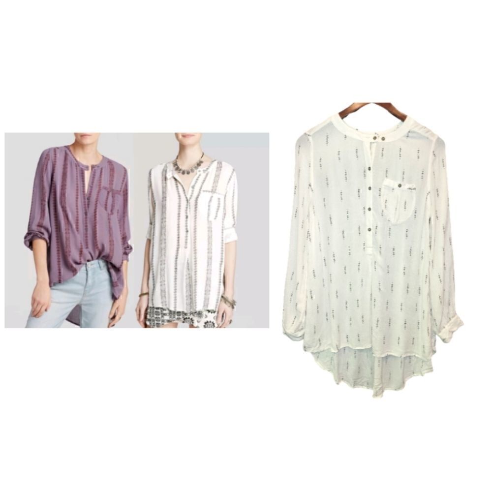 Free People Magic Pullover Vanilla Black Longsleeve Bohemian Top M